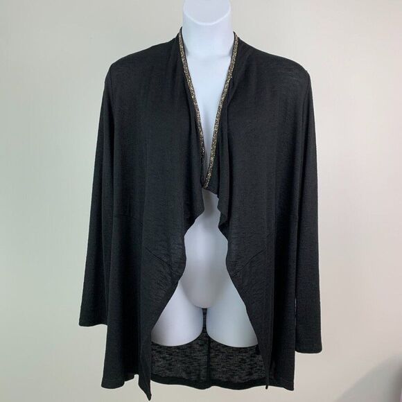 Juicy Couture Cardigan sz XXL Open Front Black Long Sleeve Embellished Neckline - Picture 1 of 7